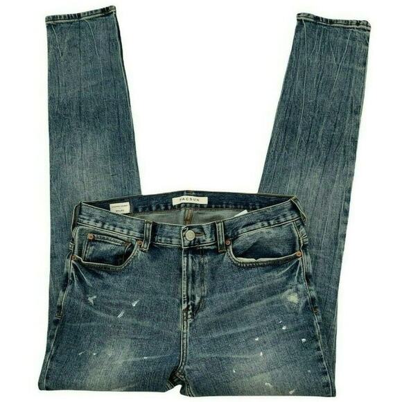PACSUN Jeans Men Size 30X30 Stacked Skinny Distressed Bleach Print Pockets Denim - Picture 3 of 12